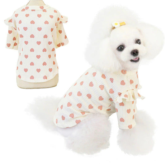 FurGrip™ Heart Pattern Short Sleeve Pet Sweater