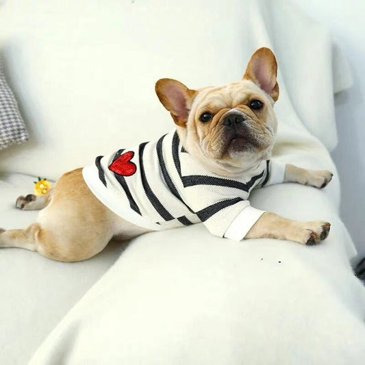 FurGrip™ Striped Round Neck Puppy Sweater